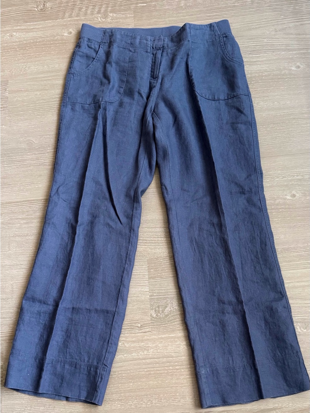NWOT J. Jill 100% Linen Wide Leg Pants Blue Comfort Waist - women’s 8 petite